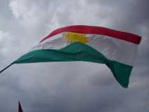 Kurdistan flag waving in western Kurdistan in Syria
