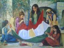 Kurdistan flag in painting