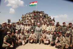 Kurdish President Masoud Barzani with Kurdistan Peshmerga Forces in Zimmar District