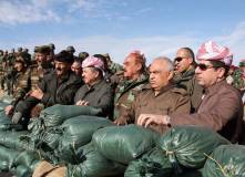 Kurdish President Masoud Barzani with Kurdistan Peshmerga Forces in Kirkuk