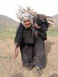 Old Kurdish woman in a mountain village